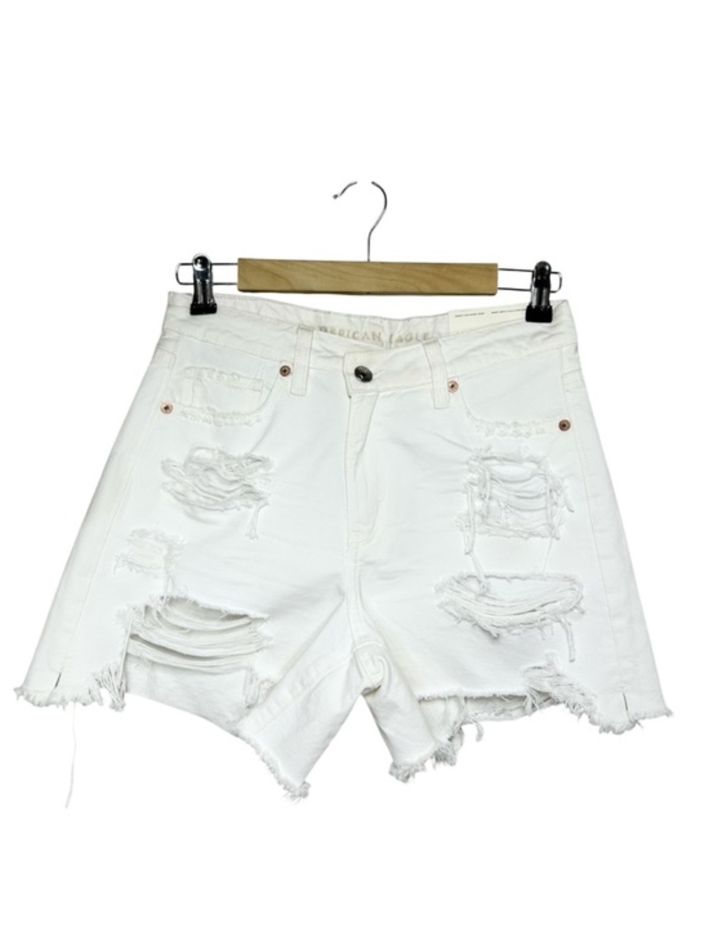 AEO Highest Rise Baggy Distressed Festival Summer Cotton White Jean shorts 4
